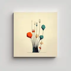 GENERICO - Diseño Minimalista De Flores Composición 80x80 Cm.