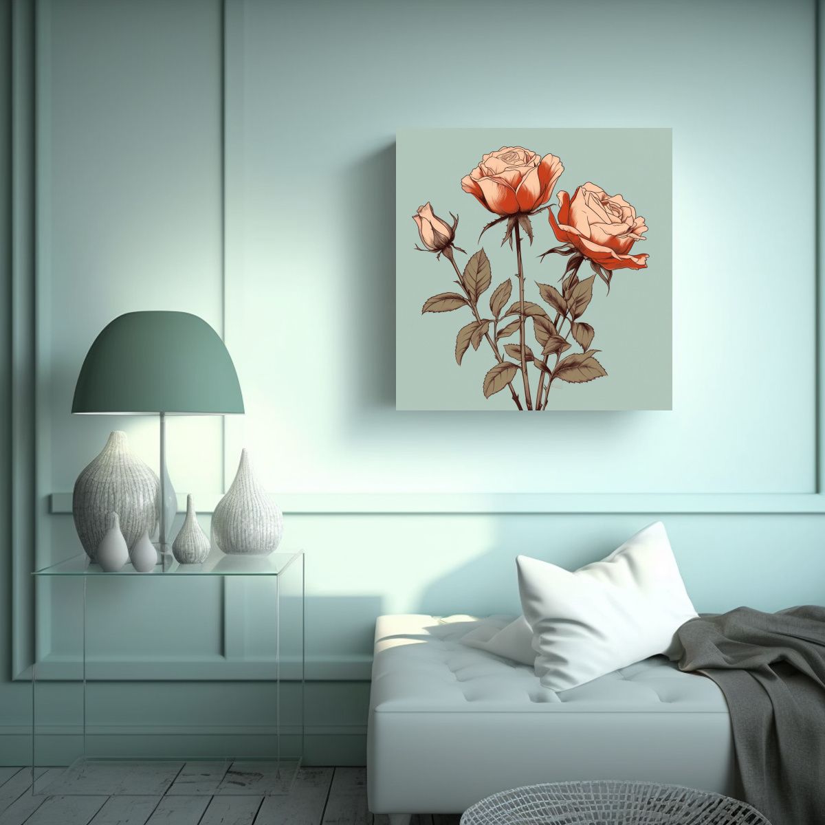 GENERICO - Minimalista Urbano Bohomodern Cuadro Fino Línea 70x70 Cm