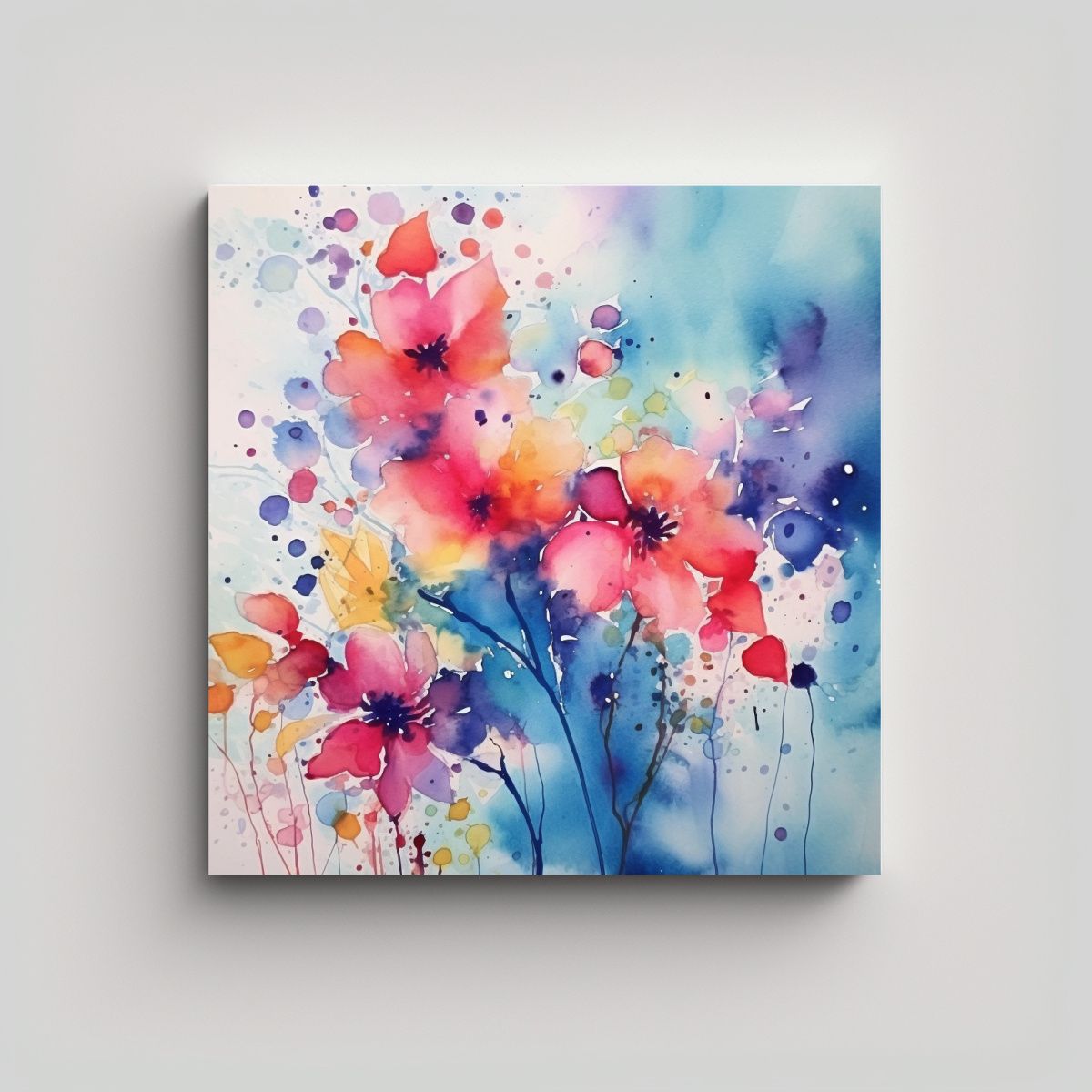 GENERICO - Cuadro Abstracto Floral Intenso Arte Patrón 90x90 Cm