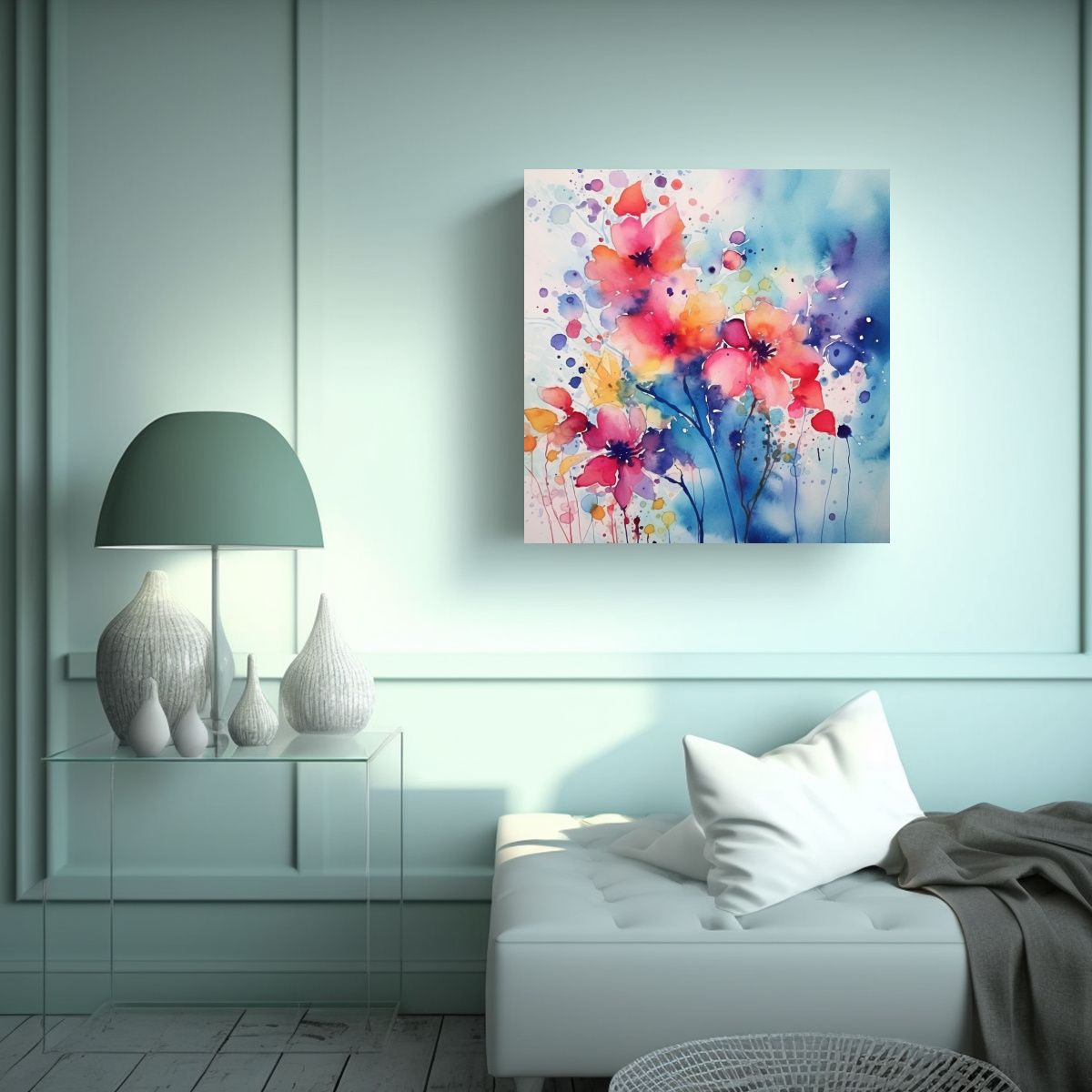 GENERICO - Cuadro Abstracto Floral Intenso Arte Patrón 90x90 Cm