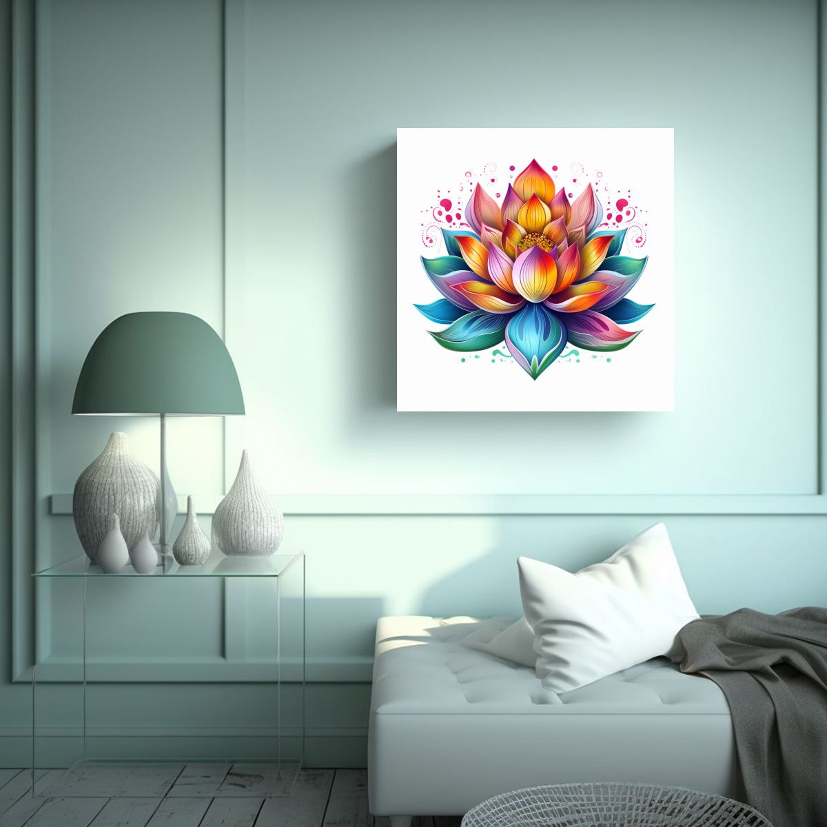 GENERICO - Cuadro Sublimado De Loto Multicolor Equilibrio 70x70 Cm