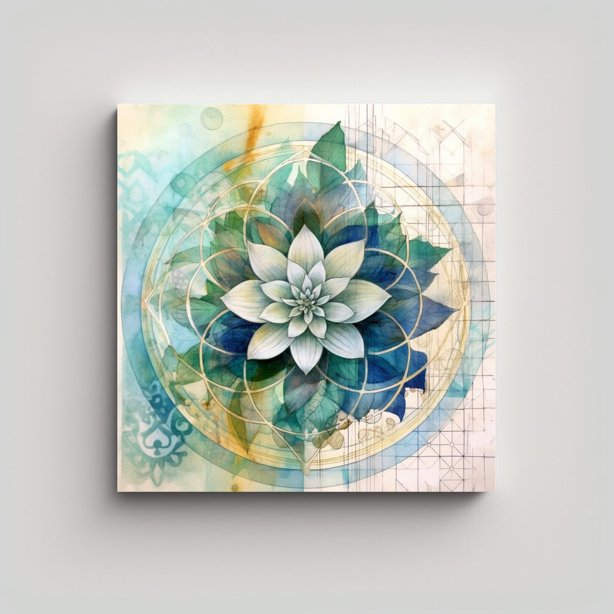 GENERICO - Cuadro Vintage Espacio Con Flor De Vida Y 80x80 Cm