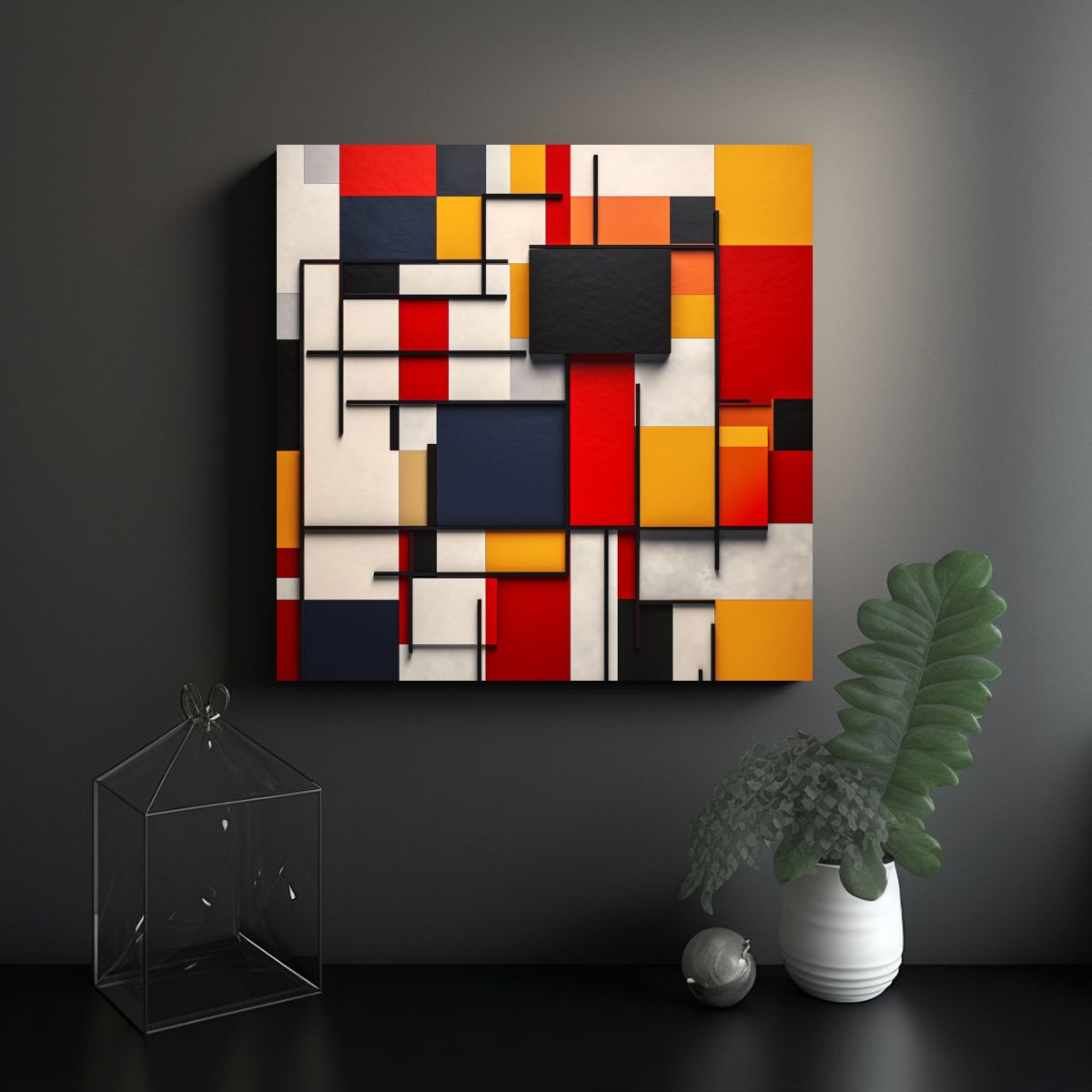 GENERICO - Pinturas Decorativas De Canva Movimiento Ambiente 80x80 Cm.