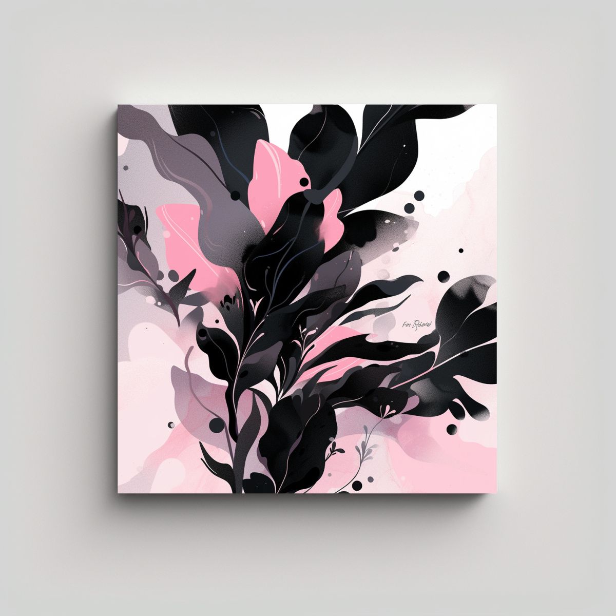 GENERICO - Cuadro Moderno Elegante En Negro Y Rosa Atmosfera 70x70 Cm