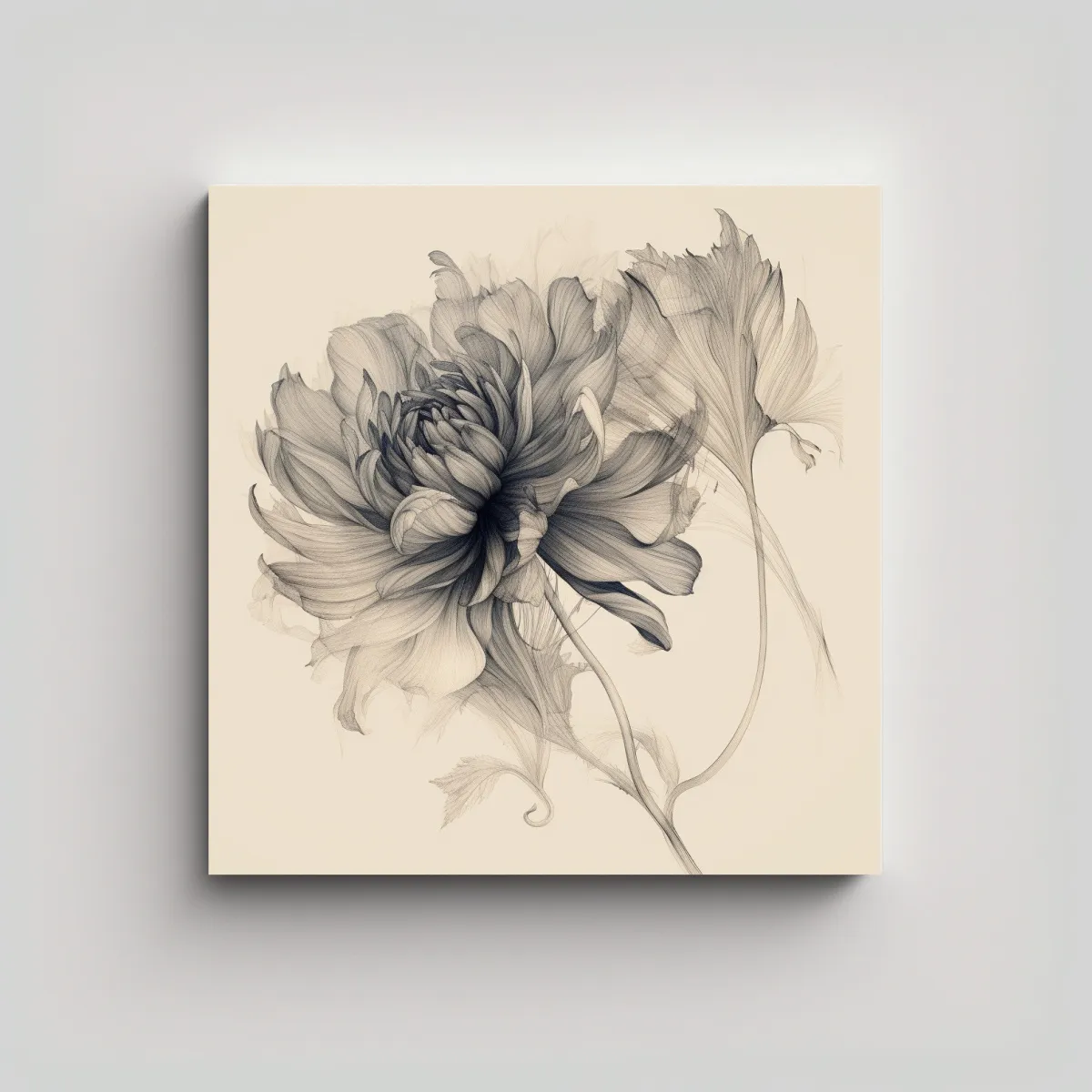 GENERICO - Lienzo Brillante Dibujo De Flores Lineales - 70x70 Cm.