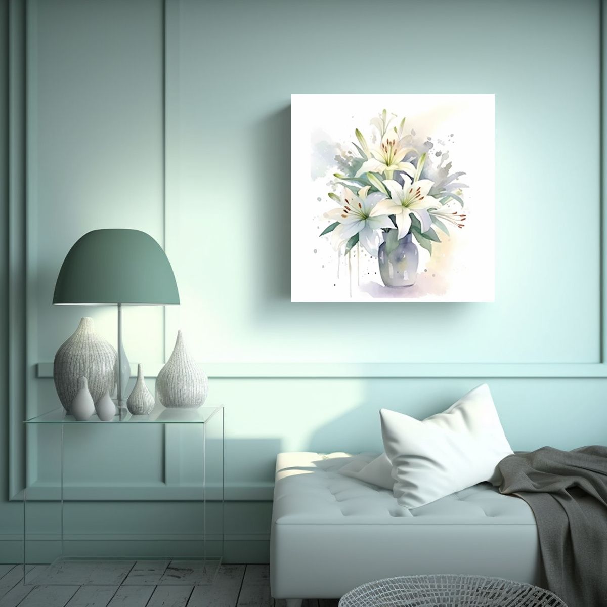 GENERICO - Exposición Cuadro Moderno Lillies En Tonos Y 70x70 Cm