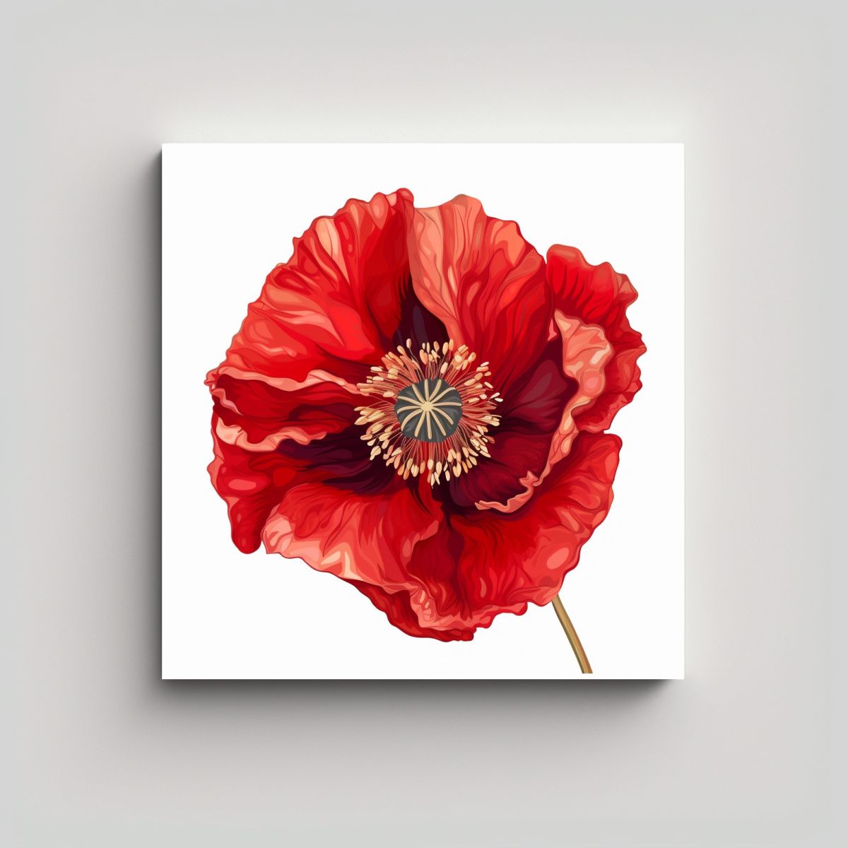 GENERICO - Cuadro Oriental De Amapolas Rojas Espectacular 70x70 Cm