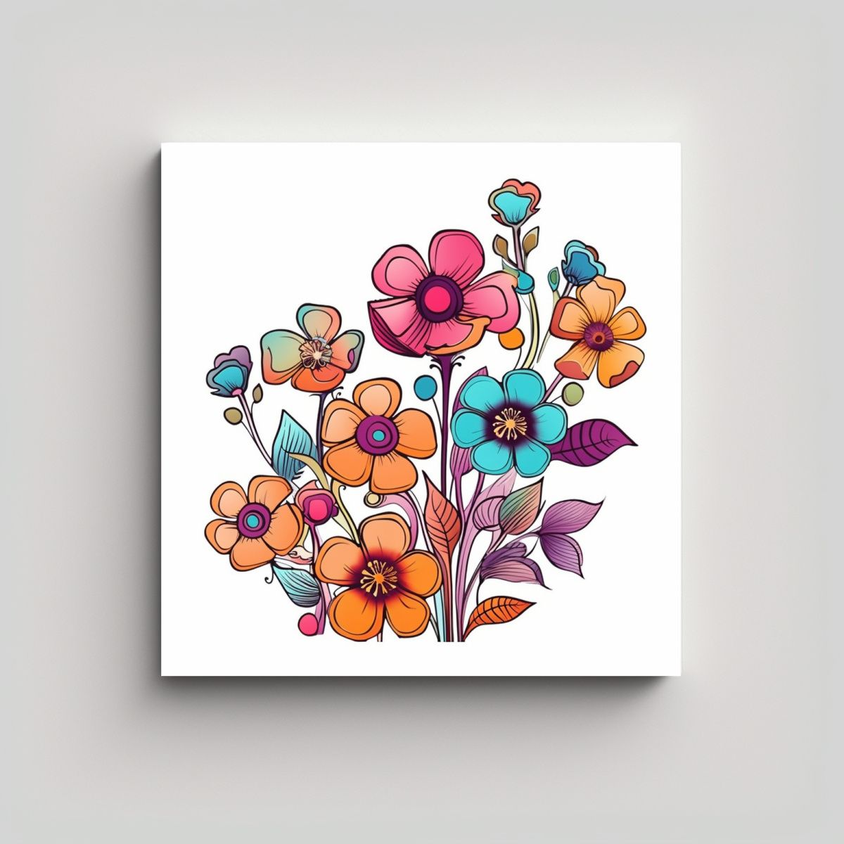 GENERICO - Ilustración Mágica De Flores Cute Arte Simple 70x70 Cm