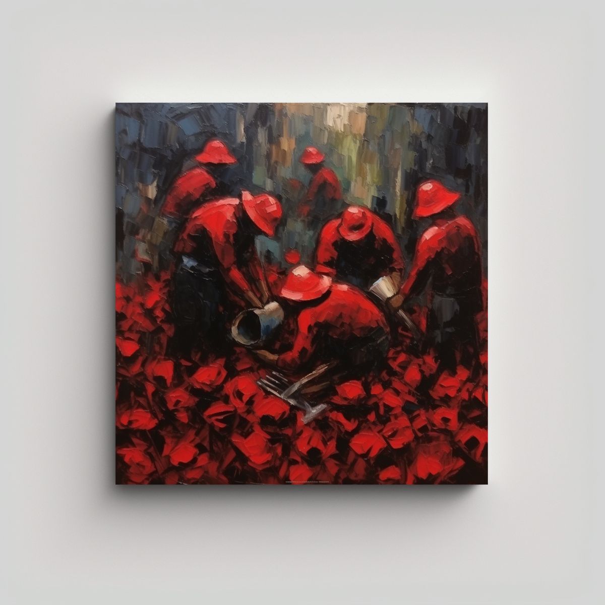 GENERICO - Pinturas Abstractas De Carbón Con Mineros En 90x90 Cm