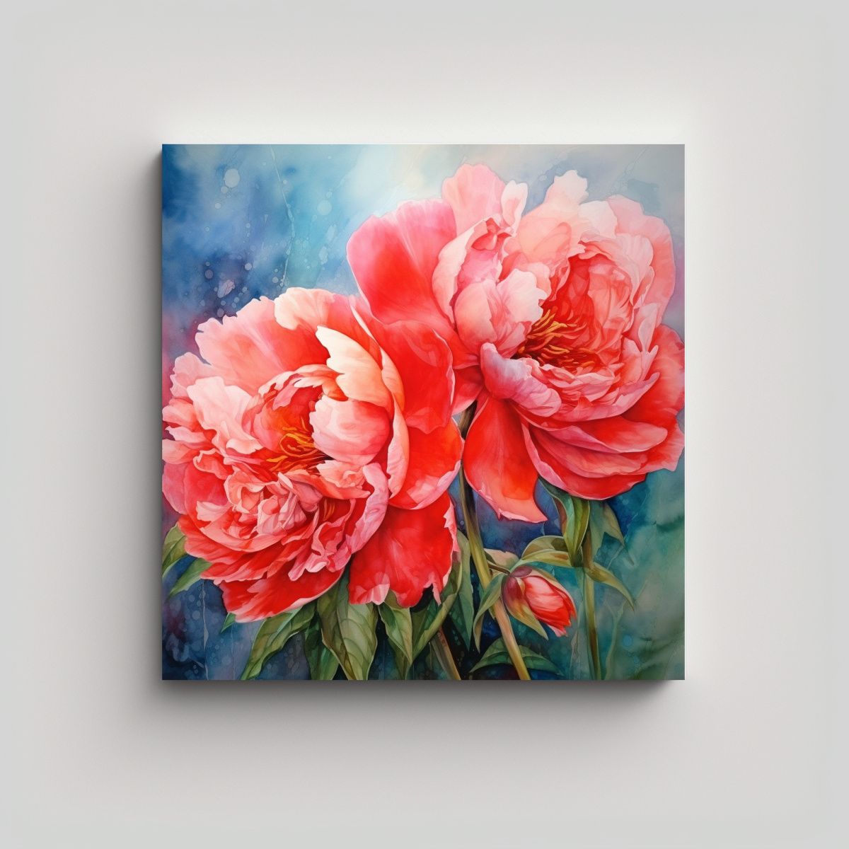 GENERICO - Cuadro Abstracto Peonías Rojas Vanguardia 70x70 Cm