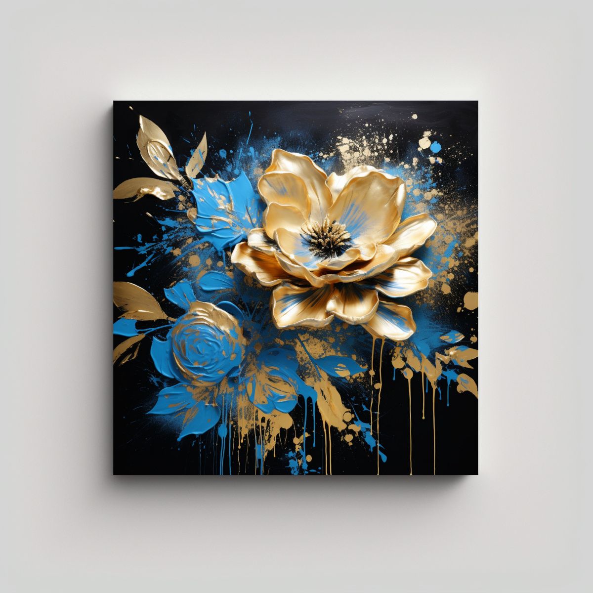 GENERICO - Pintura Decorativa Rectangular A En Tonos Dorados 80x80 Cm