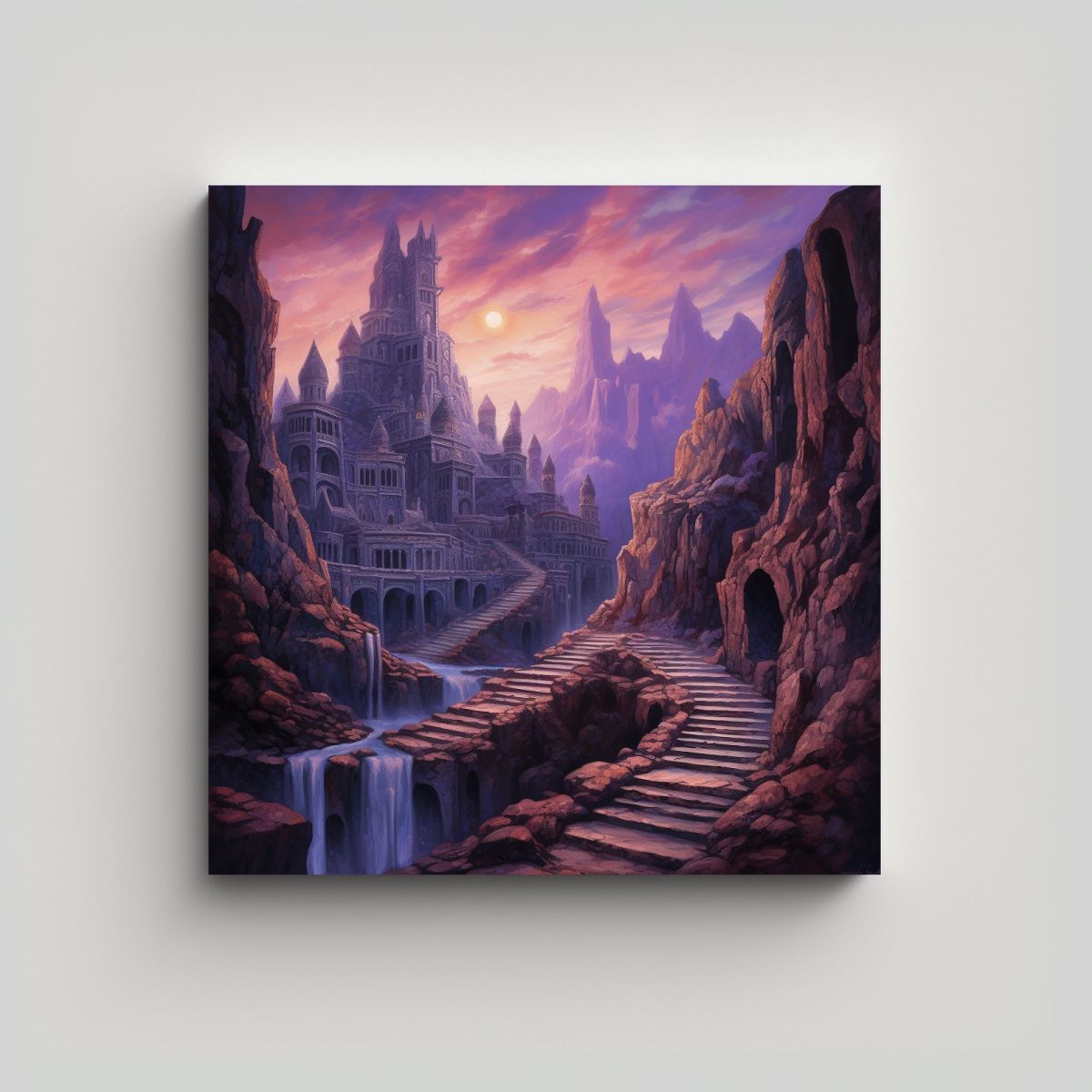 GENERICO - Pintura Realista De Paisaje Rocoso Con Estructura 70x70 Cm