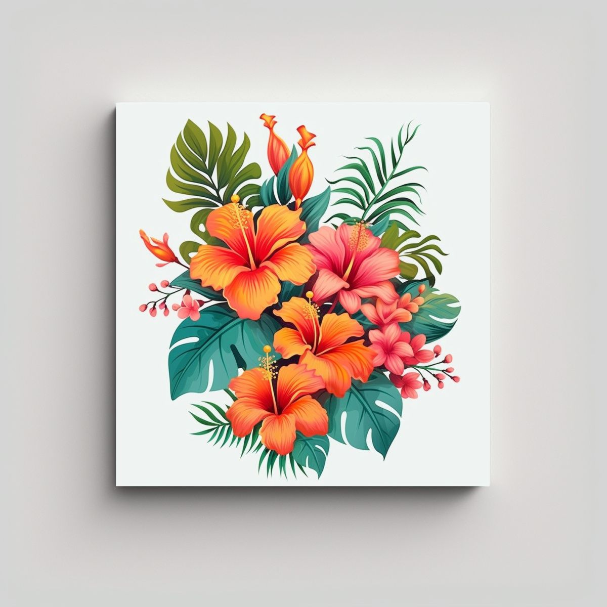 GENERICO - Arte Luminoso Tropical Vectorizado Flores 80x80 Cm