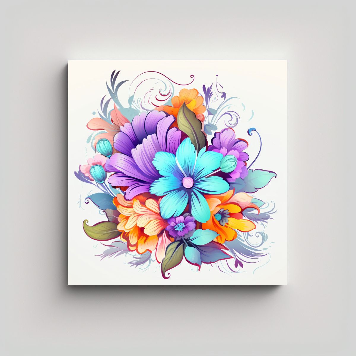 GENERICO - Composición Dinámica De Arte Floral 70x70 Cm