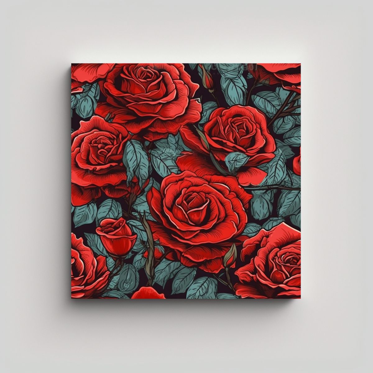 GENERICO - Arte Acuarela Actual Y Detallado Estilo Tattoo 80x80 Cm