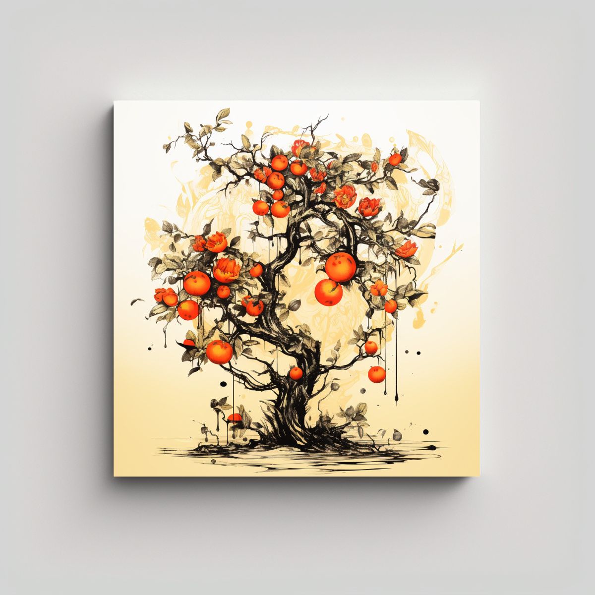 GENERICO - Pintura Decorativa Lienzo Dibujo Alegría Árbol 90x90 Cm