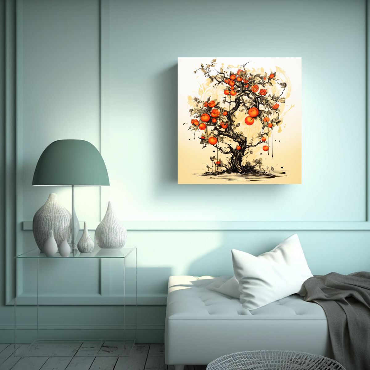 GENERICO - Pintura Decorativa Lienzo Dibujo Alegría Árbol 90x90 Cm