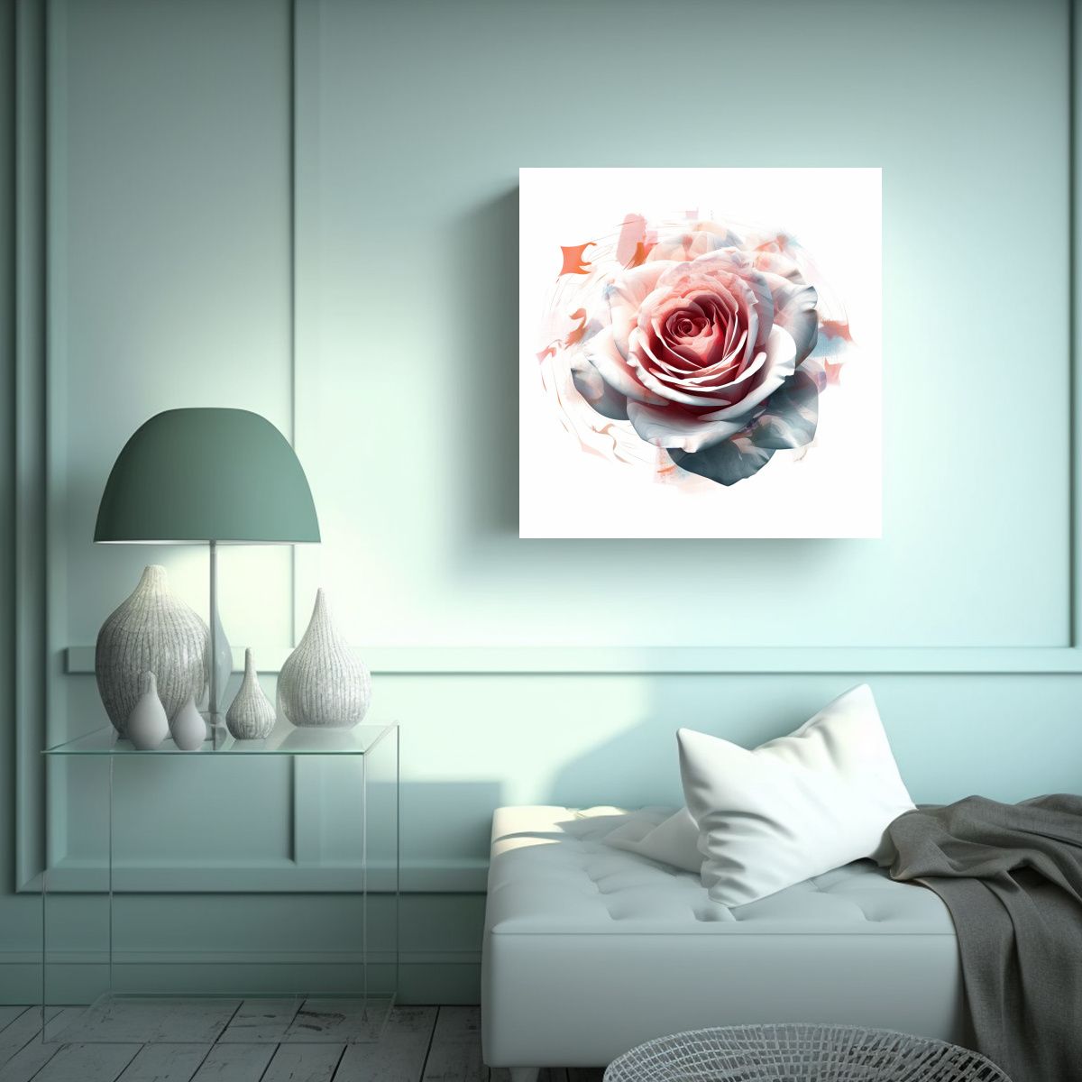 GENERICO - Composición Surrealista De Rosa Fantasía Sobre 70x70 Cm