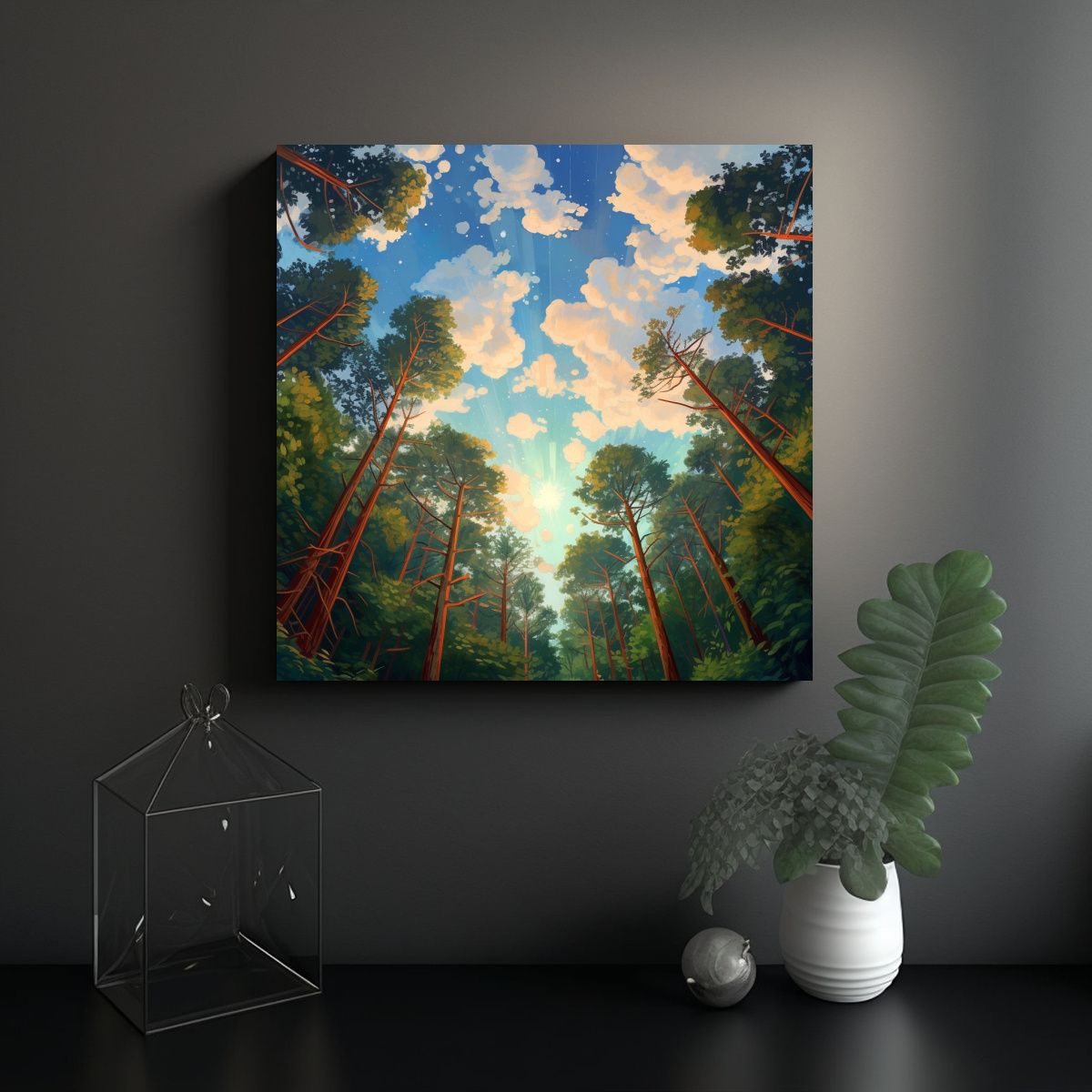 GENERICO - Cuadro De Pared Belleza En El Cielo Del Bosque 80x80 Cm