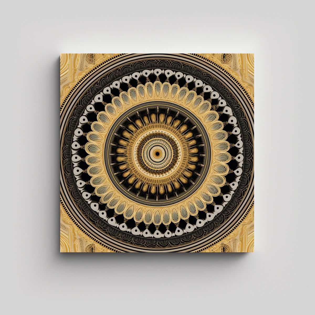 GENERICO - Cuadro Abstracto Equilibrado De Rattan Y Paisley 80x80 Cm