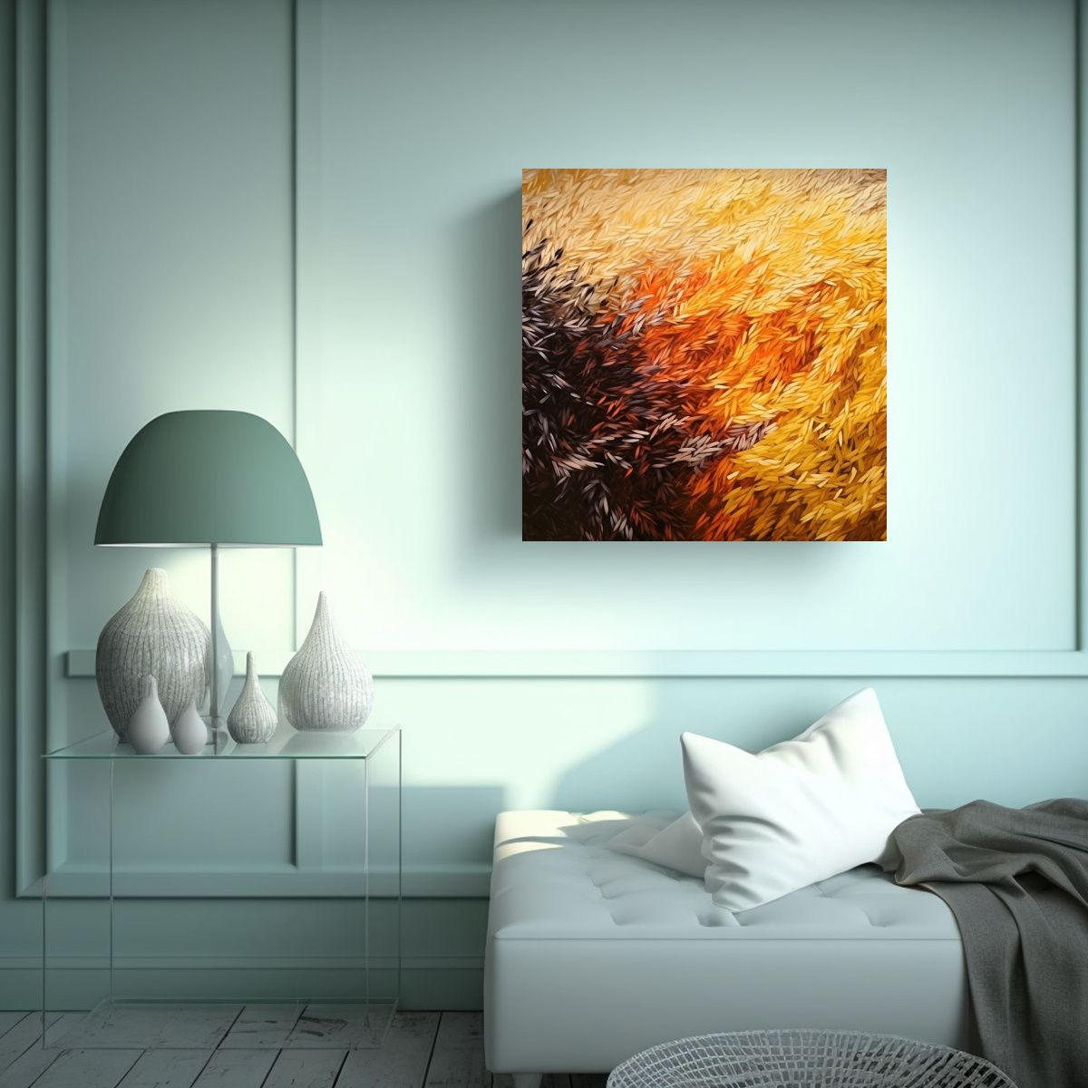GENERICO - Cuadro Abstracto De Granos De Arroz En Estilo 80x80 Cm