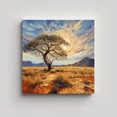 GENERICO - Pintura Abstracta De árbol De Sabana Y Desierto 70x70 Cm
