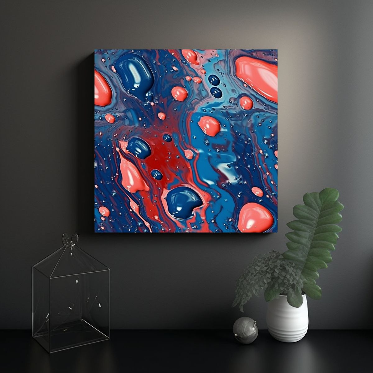 GENERICO - Pintura Abstracta En óleo En Bastidor De Madera 90x90 Cm