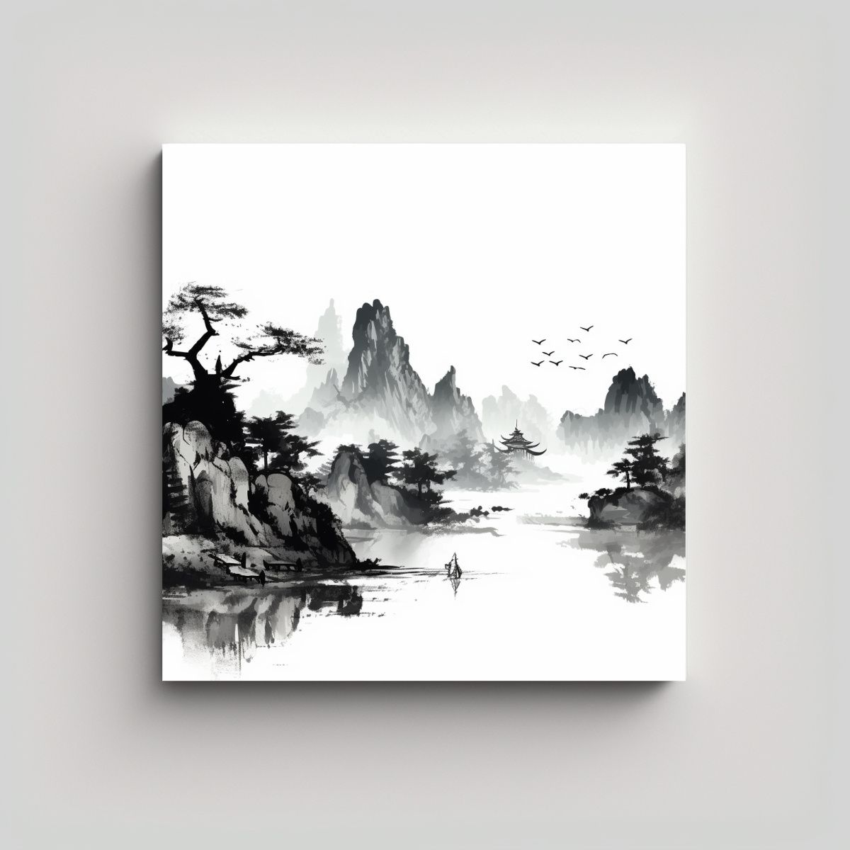 GENERICO - Paisajes De Tinta Con Diseño Simple Para 70x70 Cm