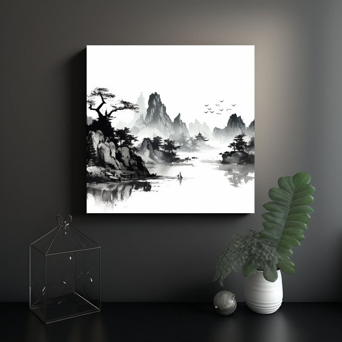 GENERICO - Paisajes De Tinta Con Diseño Simple Para 70x70 Cm