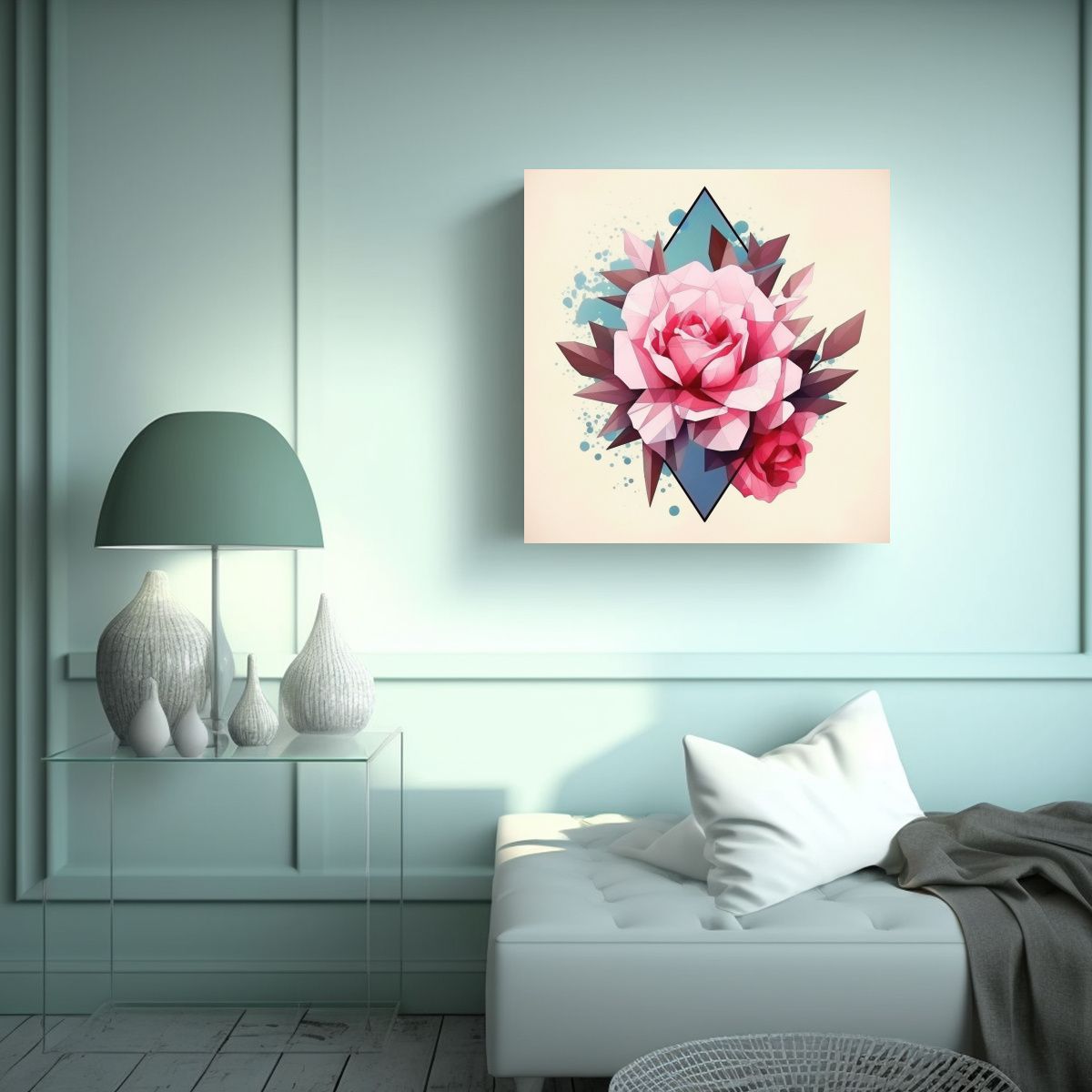 GENERICO - Armonía Cromática Tela En Bastidor De Peonías 90x90 Cm