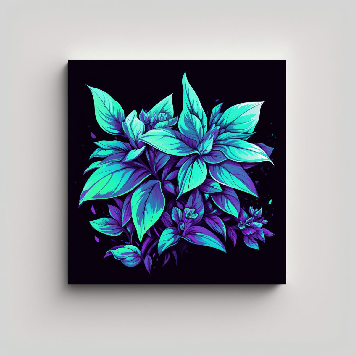 GENERICO - Cuadro Minimalista De Hierbas Basilicas En 90x90 Cm