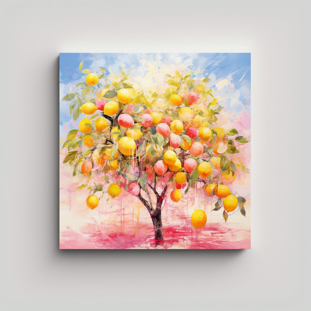 GENERICO - Pintura Abstracta De Colores Rosados De Un 70x70 Cm