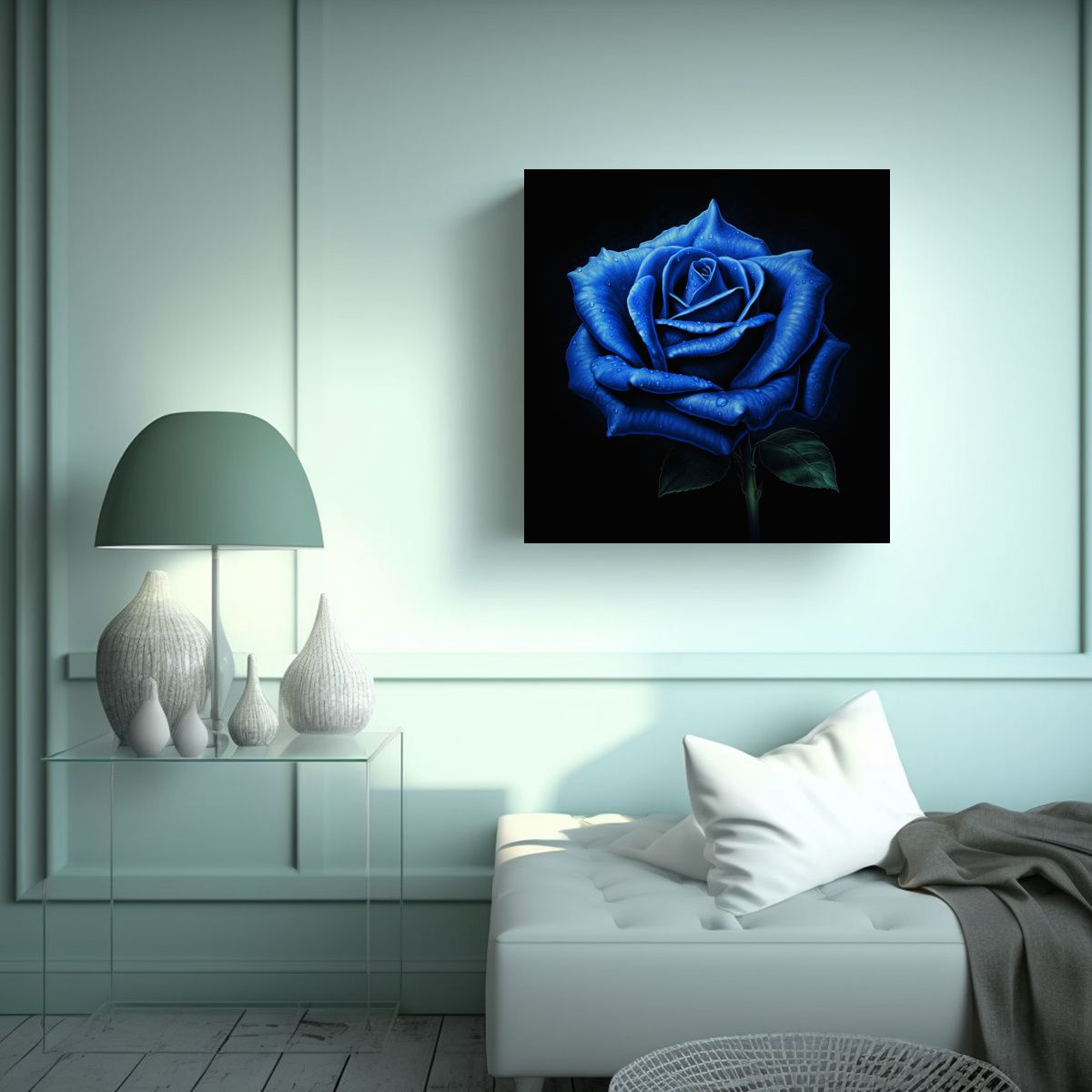 GENERICO - Cuadro Decorativo Blue Rose Creatividad Y Arte 80x80 Cm.