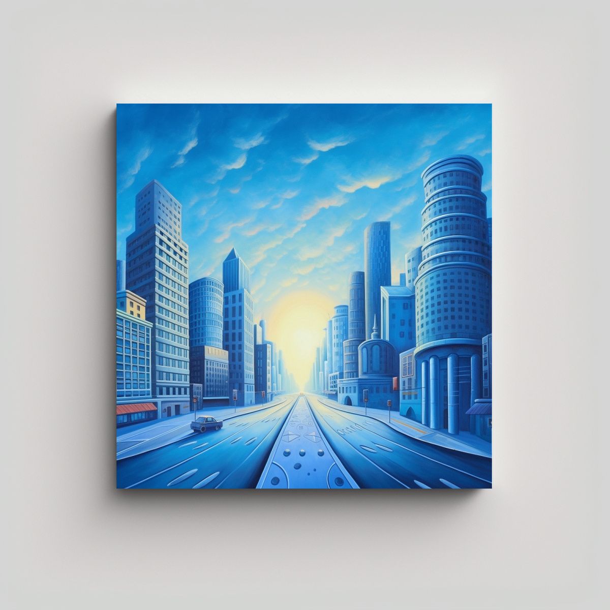 GENERICO - Pintura Cuadro Ciudad Tranquila Mañana Aire 70x70 Cm.