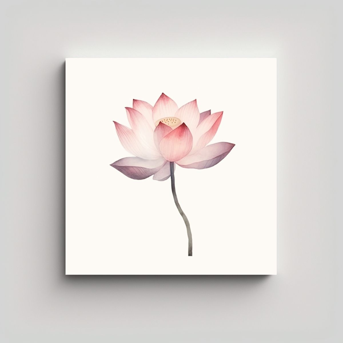GENERICO - Composición Minimalista De Loto En Tela Bastidor 90x90 Cm