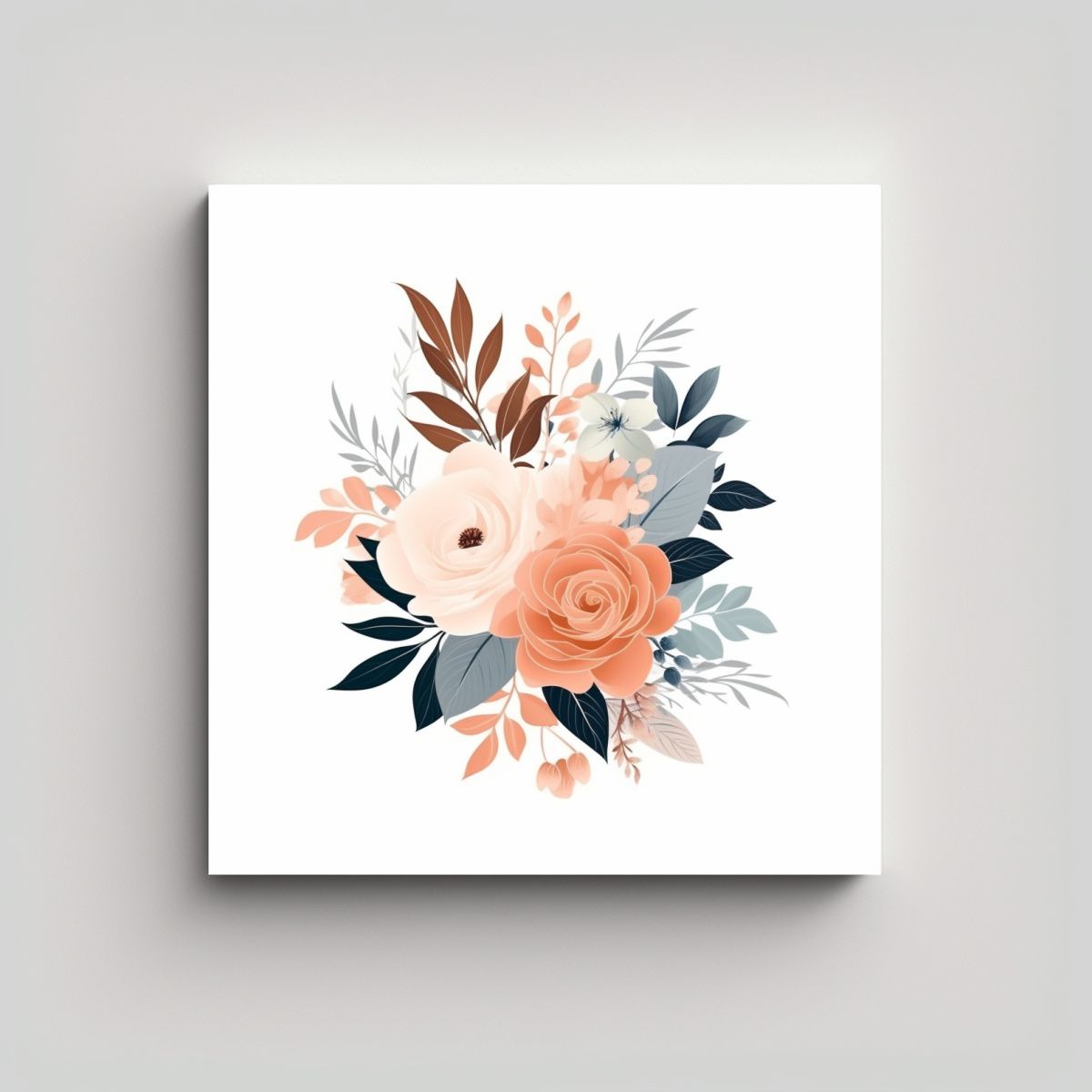 GENERICO - Cuadro Moderno Floral Pastel Estilo Vectorial 90x90 Cm