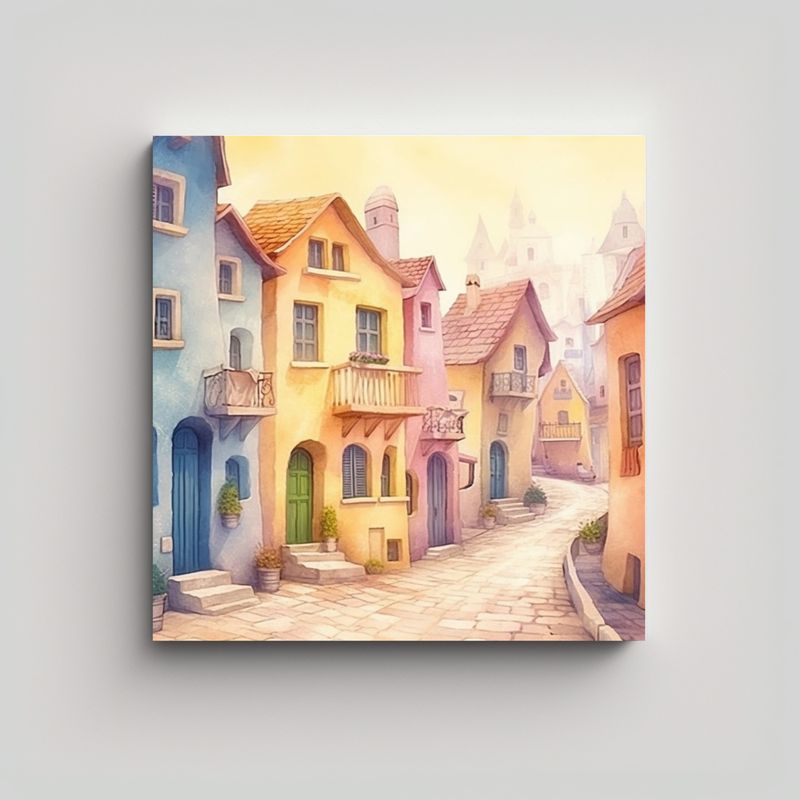 GENERICO - Pinturas Decorativas De Casas Francesas Coloridas 90x90 Cm