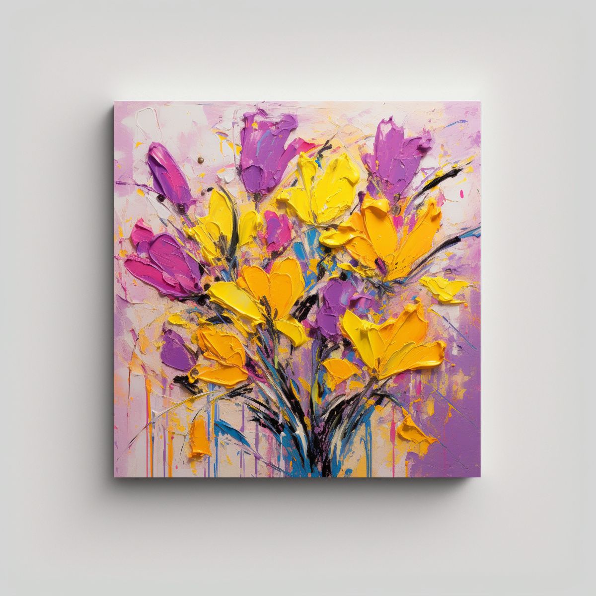GENERICO - Tela En Bastidor Decorativo Estrellados Amarillo 70x70 Cm