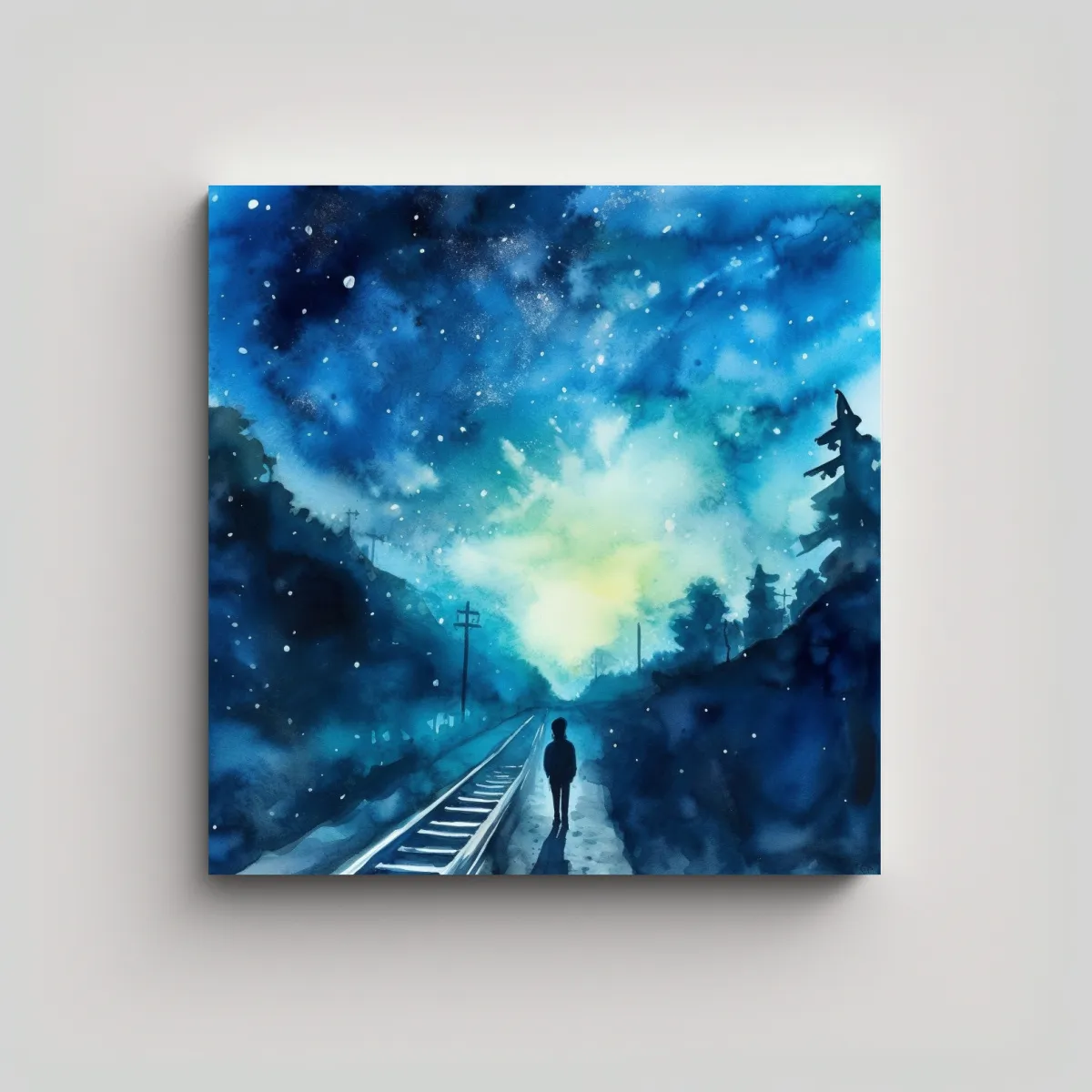 GENERICO - Cuadro Acuarela Vista Desde Tren Persona En 90x90 Cm