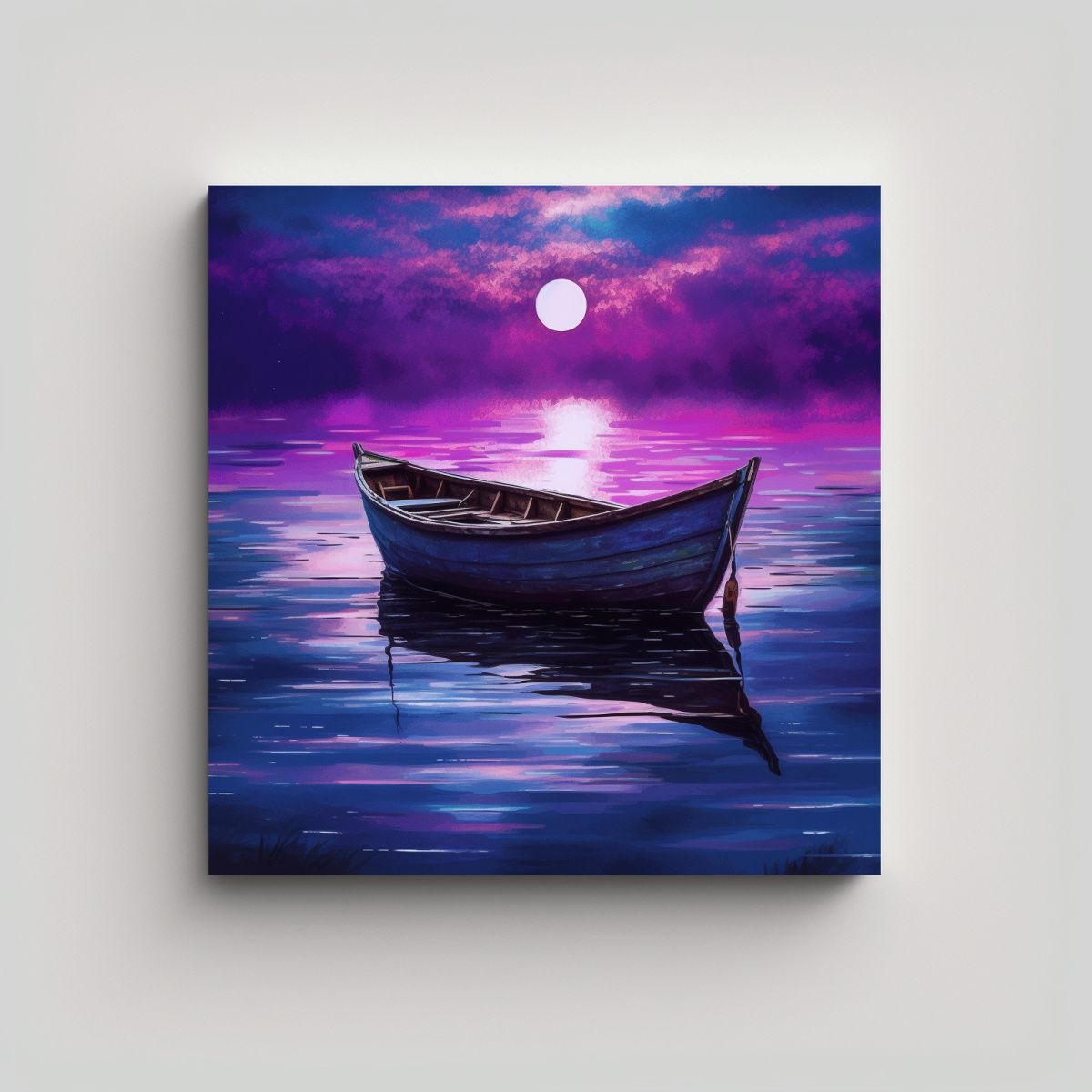 GENERICO - Pintura Abstracta En Bastidor De Madera Barco 90x90 Cm