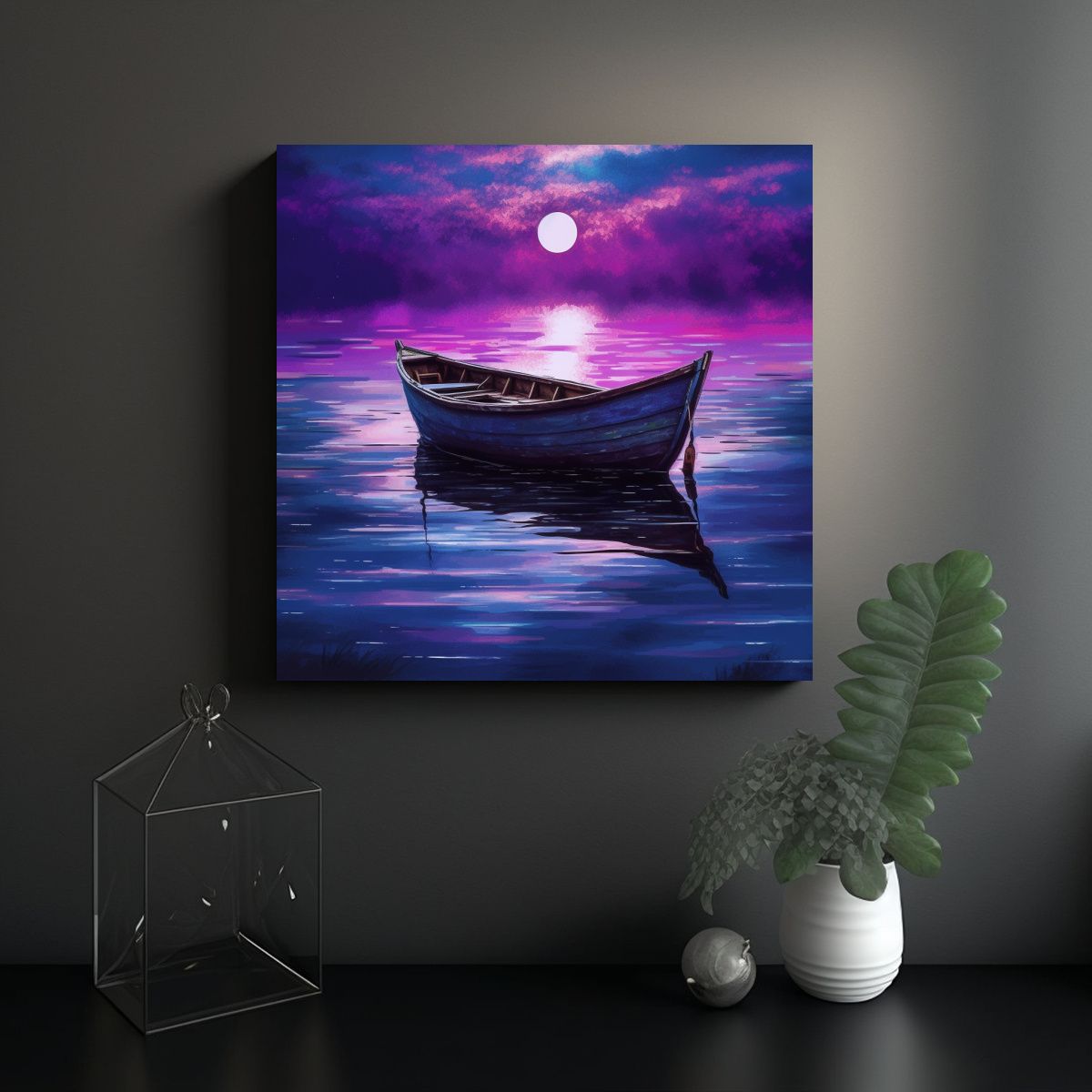 GENERICO - Pintura Abstracta En Bastidor De Madera Barco 90x90 Cm