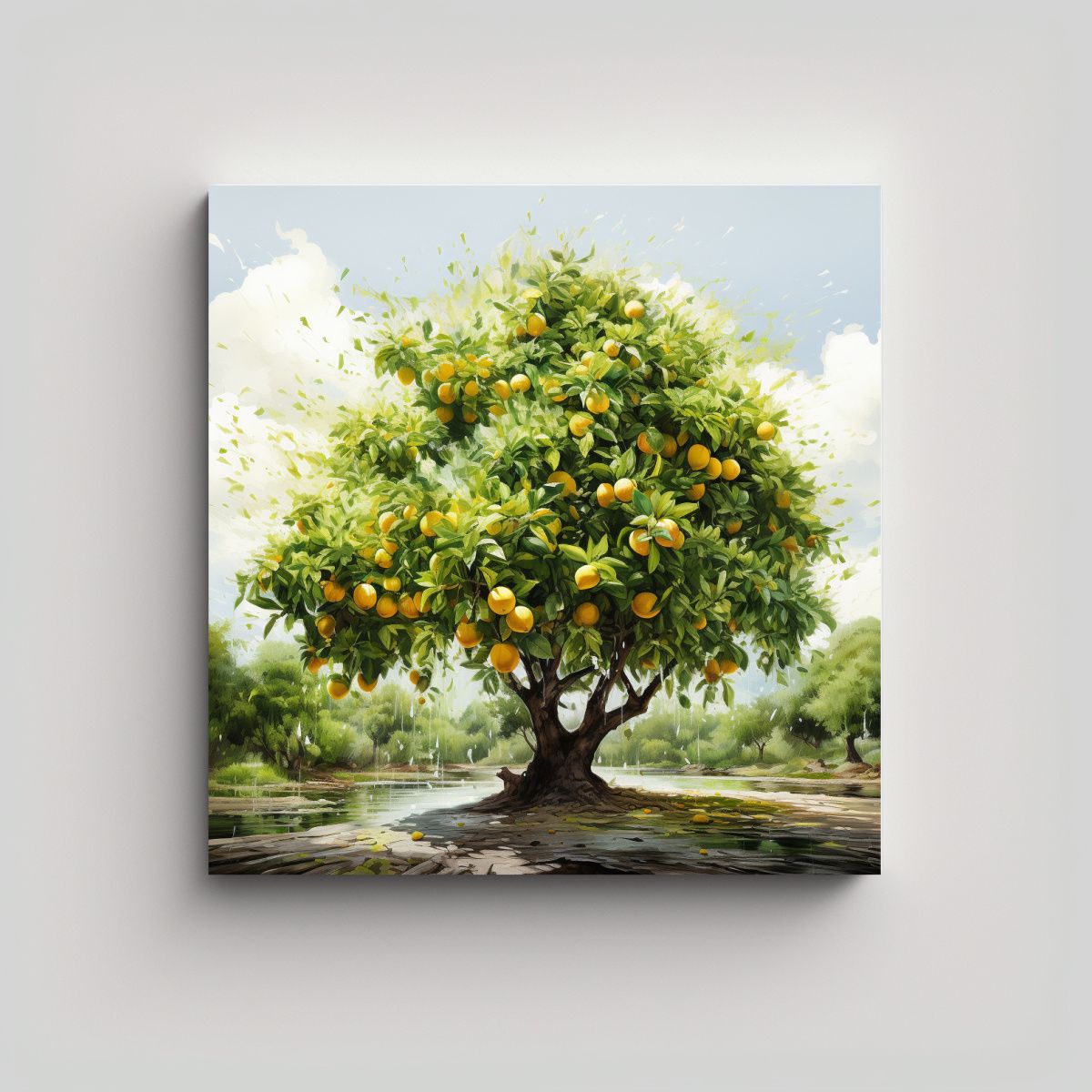 GENERICO - Pintura Abstracta De Acuarela De Interiores De Un 90x90 Cm