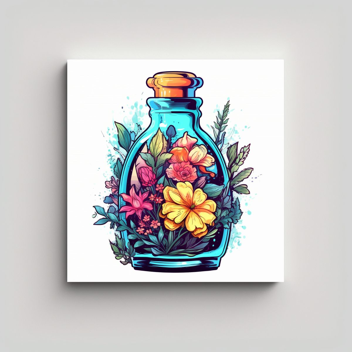 GENERICO - Botella Mágica Floral Arte Exclusivo Para 90x90 Cm