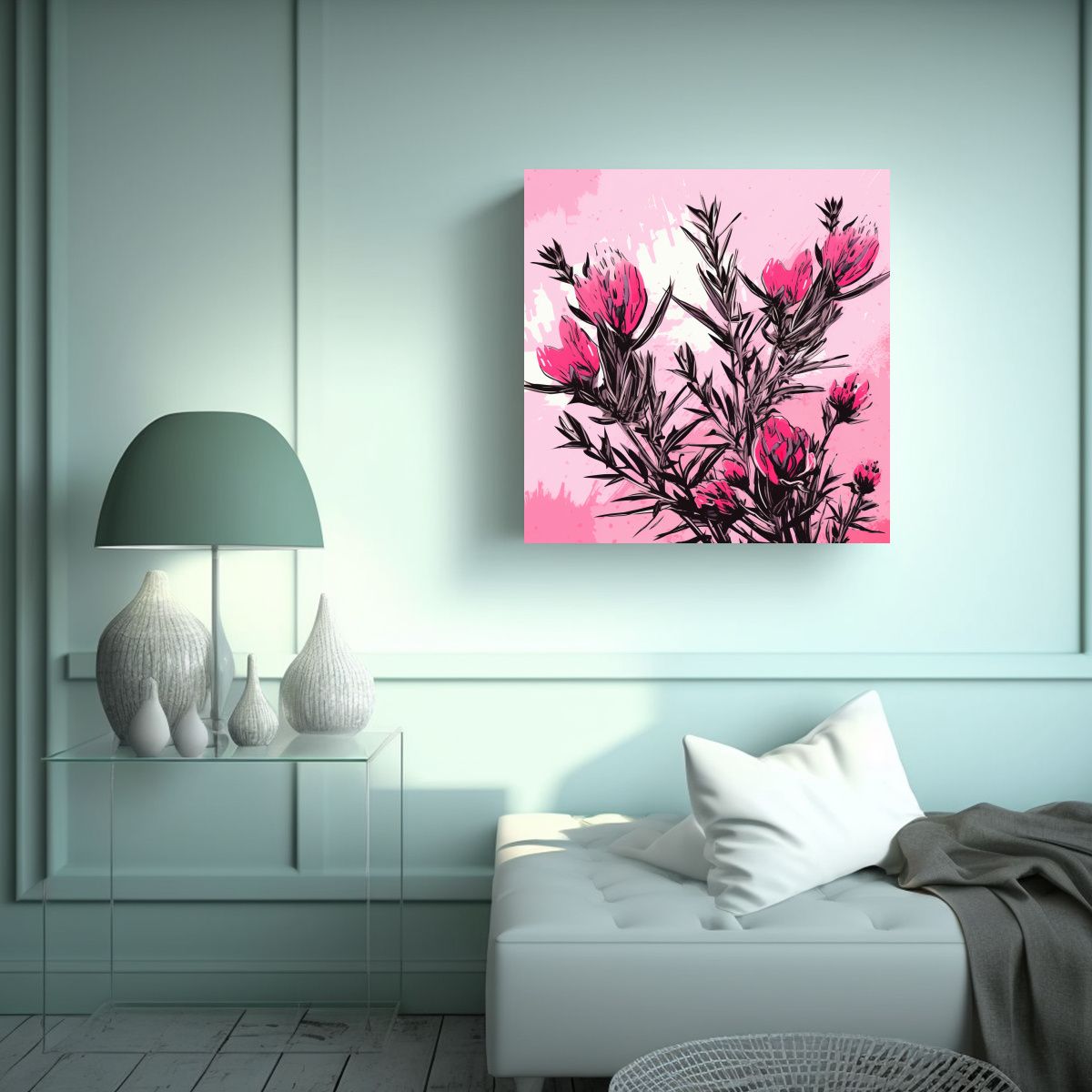 GENERICO - Cuadro Patrón Intenso De Cultivo De Hierbas De 70x70 Cm