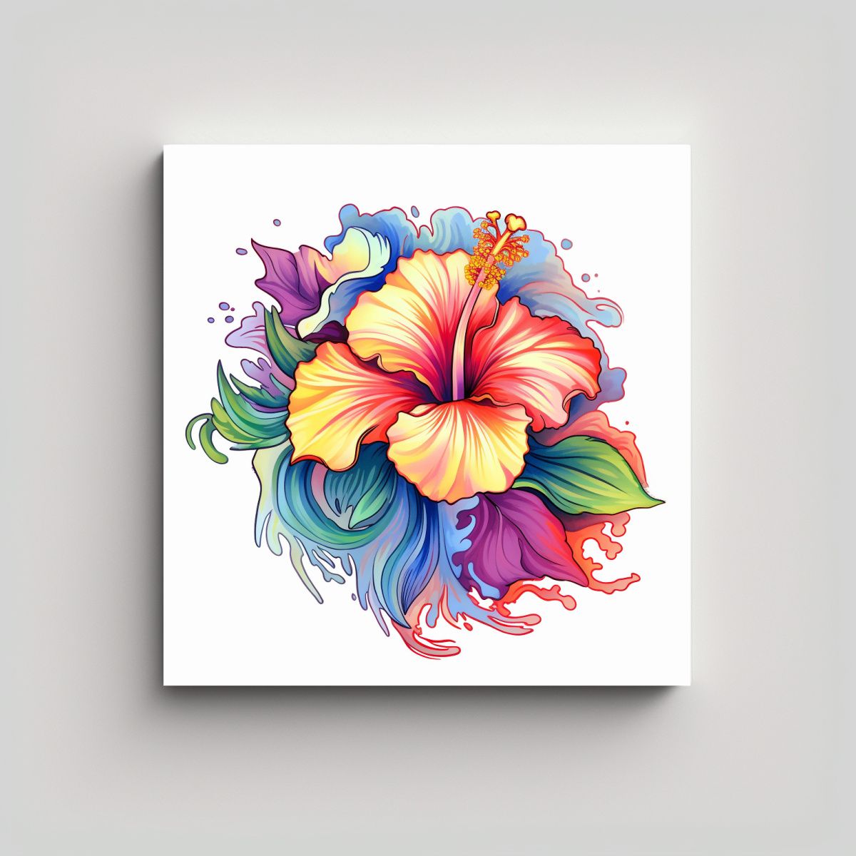 GENERICO - Arte Abstracto Espacial Y Hibiscus Anime En 70x70 Cm.