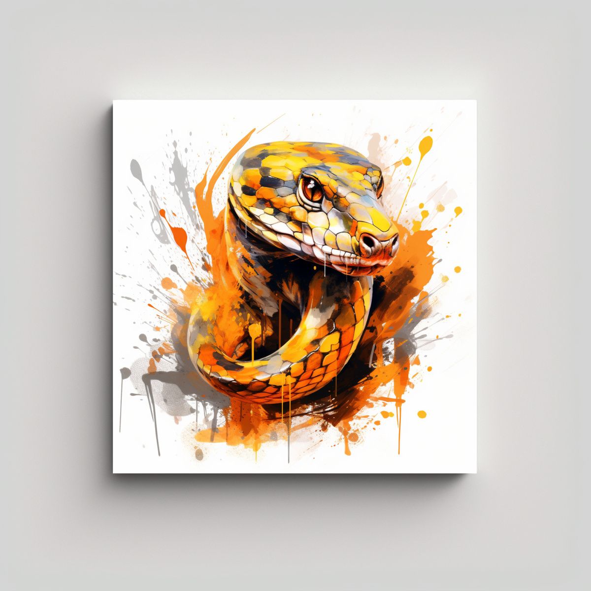 GENERICO - Cuadro Boa Constrictor Espacio Naranja Neo Pop Art 80x80 Cm.