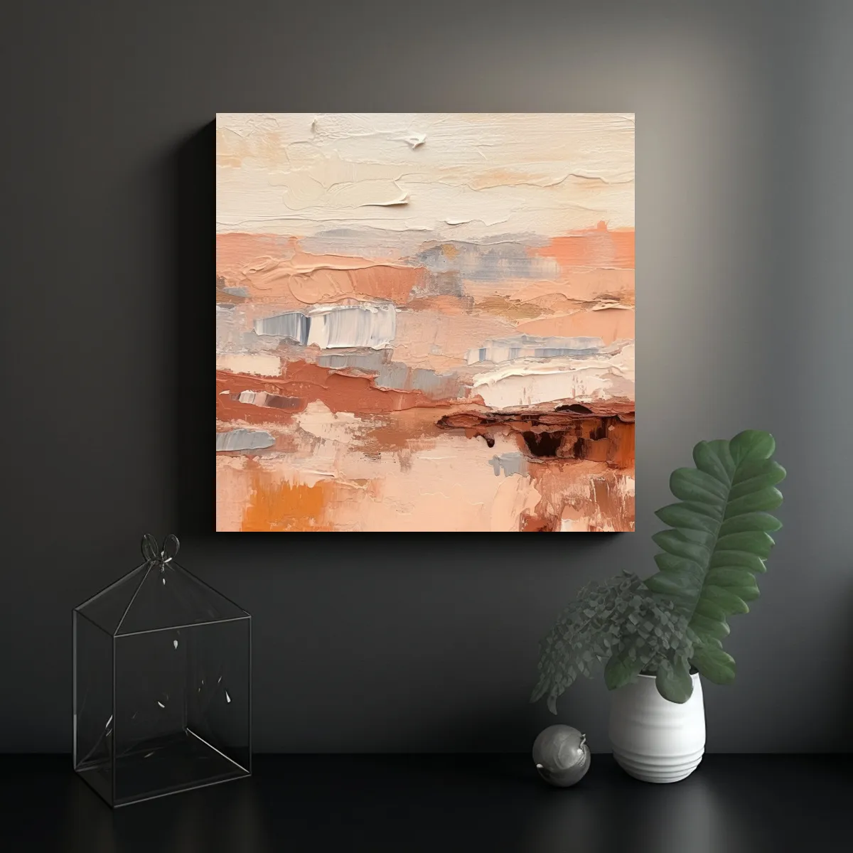 GENERICO - Pintura Abstracta Minimalista Del Desierto Sobre 80x80 Cm