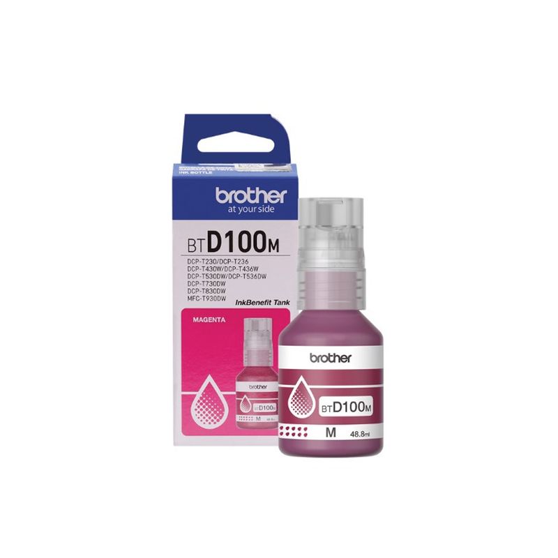 BROTHER - Botella de tinta BTD100M Magenta Ultra Rendimiento