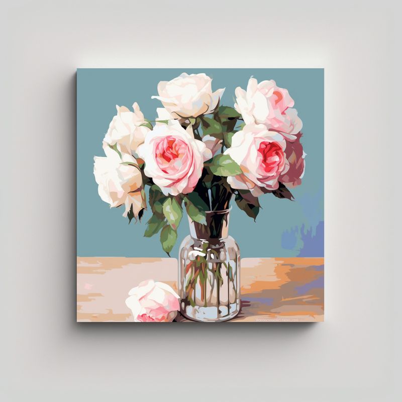 GENERICO - Belleza Natural En Arte Cinco Rosas Y Un Capullo 70x70 Cm