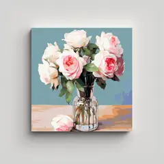 GENERICO - Belleza Natural En Arte Cinco Rosas Y Un Capullo 70x70 Cm
